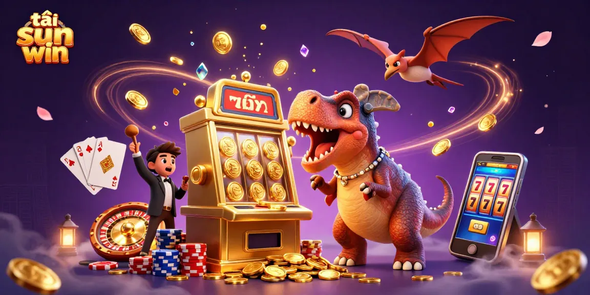 Experience exciting gameplay with tải sun win as a pachycephalosaurus wins jackpots at a vibrant casino scene.